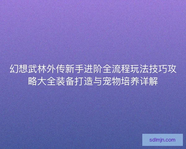 幻想武林外传新手进阶全流程玩法技巧攻略大全装备打造与宠物培养详解